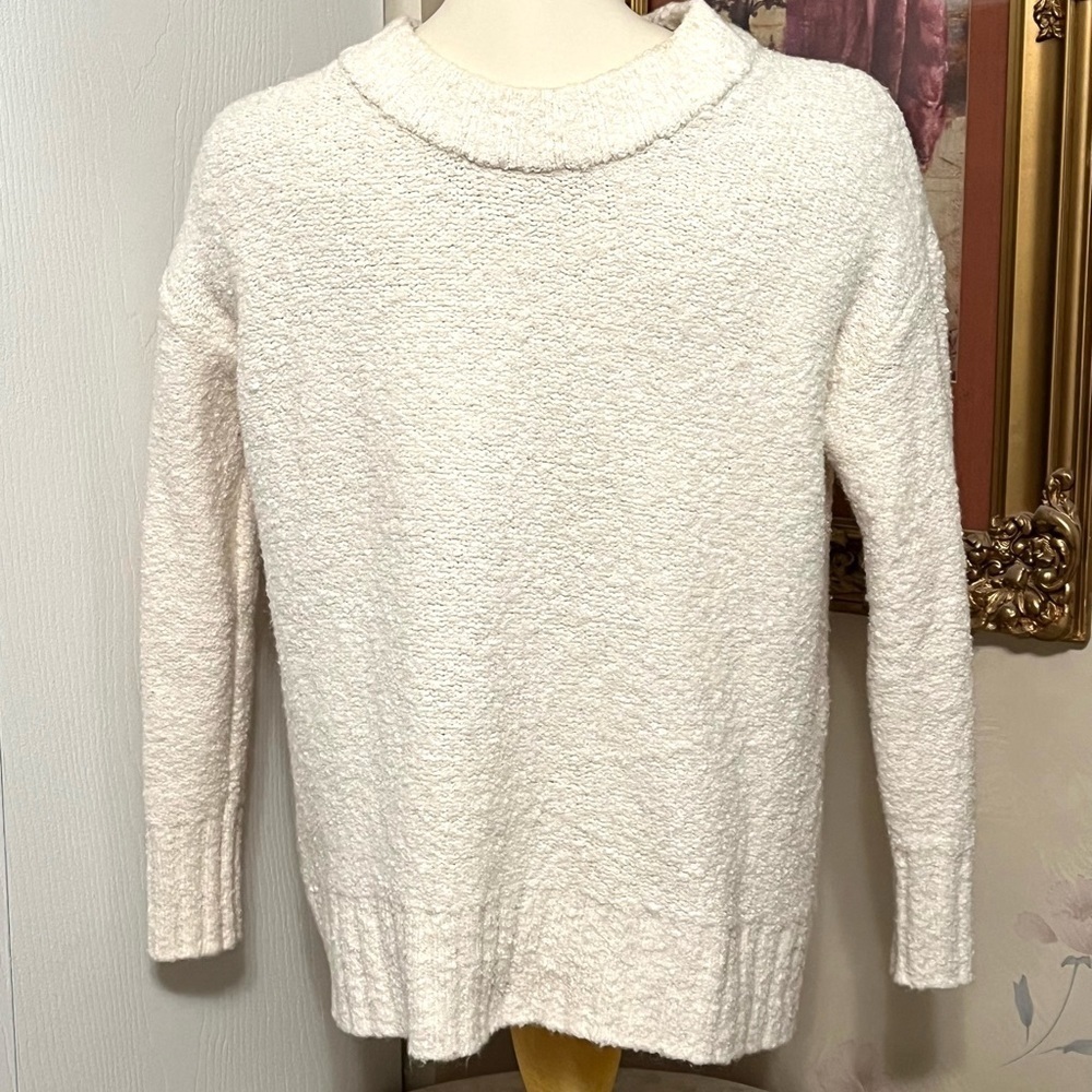 OLD NAVY‎ Ivory Cream Boucle Pullover Sweater Women's XS Mock-Neck Long Sleeve - Picture 5 of 9